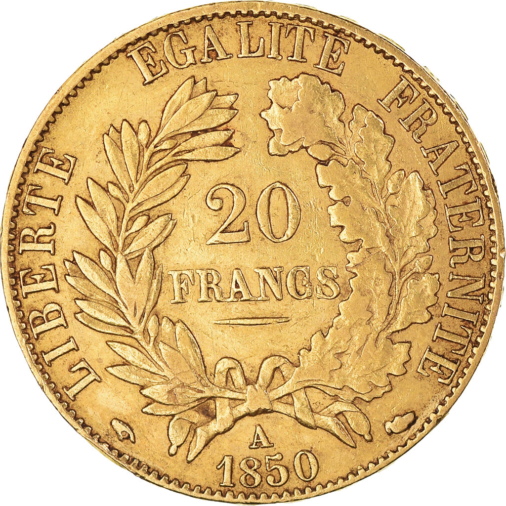 Monnaie, France, Cérès, 20 Francs, 1850, Paris, TTB+, Or, Gadoury:1059, KM:762