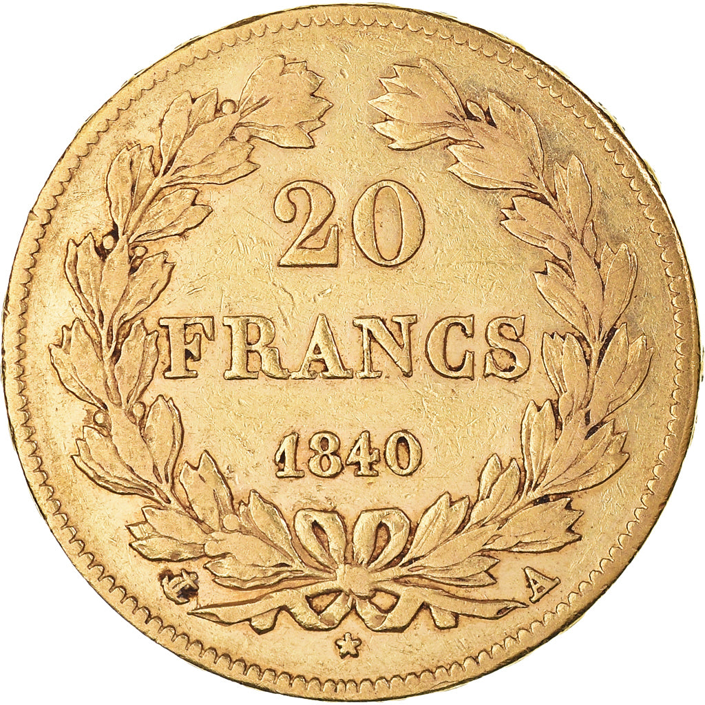 Moeda, França, Louis-Philippe, 20 Francs, 1840, Paris, EF(40-45), Dourado