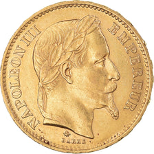 Coin, France, Napoléon III, 20 Francs, 1867, Paris, AU(50-53), Gold, KM:801.1