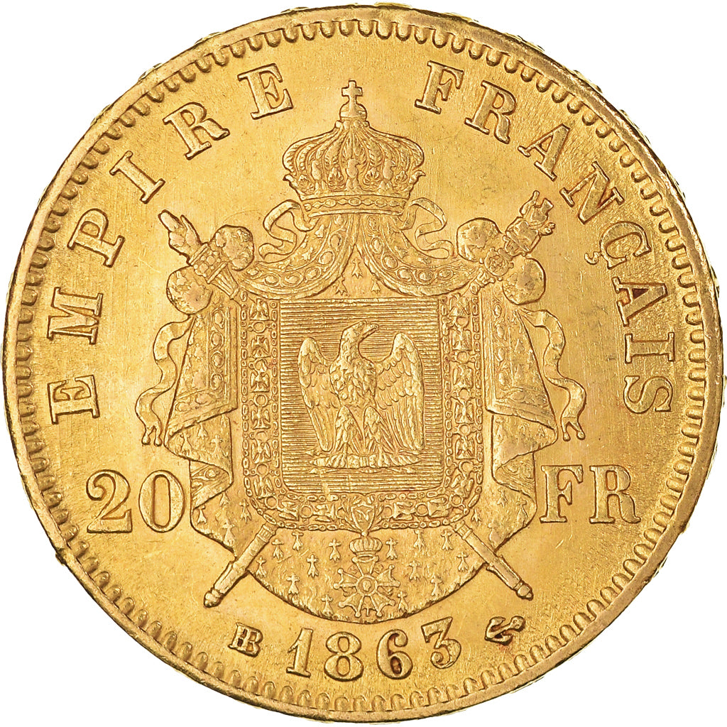 Monnaie, France, Napoléon III, 20 Francs, 1863, Strasbourg, TTB+, Or