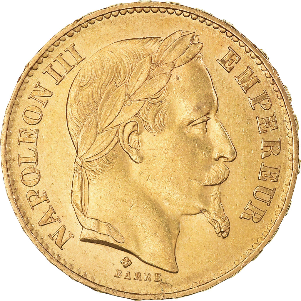 Moneta, Francja, Napoléon III, 20 Francs, 1869, Strasbourg, AU(50-53), Złoto