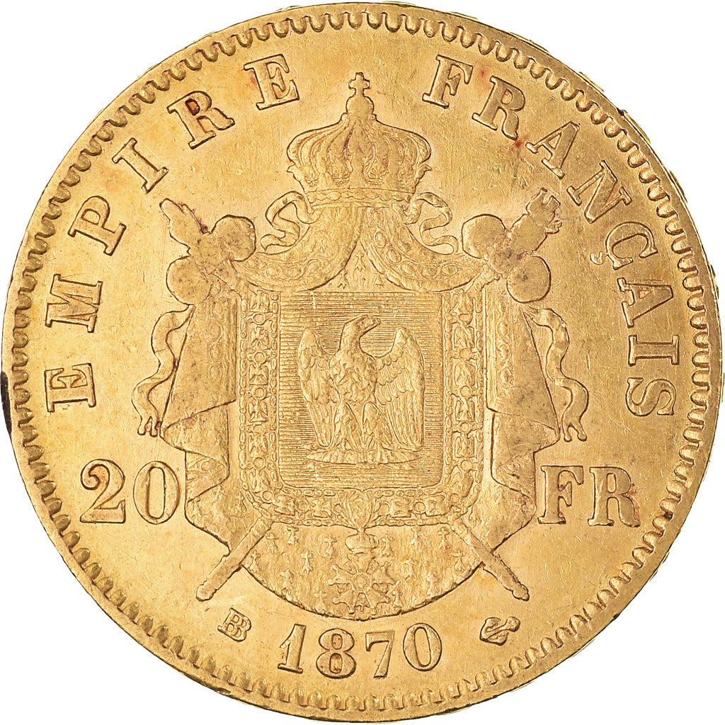 Münze, Frankreich, Napoléon III, 20 Francs, 1870, Strasbourg, SS+, Gold