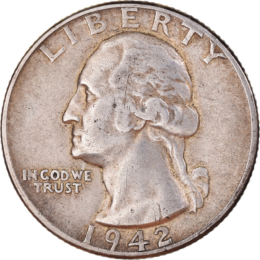 Moneta, Stati Uniti, Washington, Quarter, 1942, Philadelphia, BB, Argento