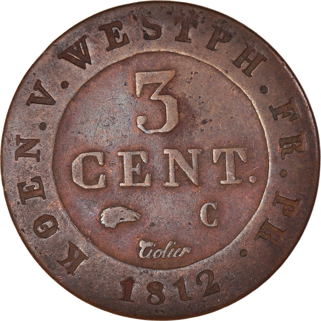 Coin, German States, WESTPHALIA, Jerome, 3 Centimes, 1812, Cassel, EF(40-45)