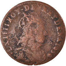 Moneta, Francia, Louis XIV, Liard de France, 1658, Meung-sur-Loire, MB+, Rame