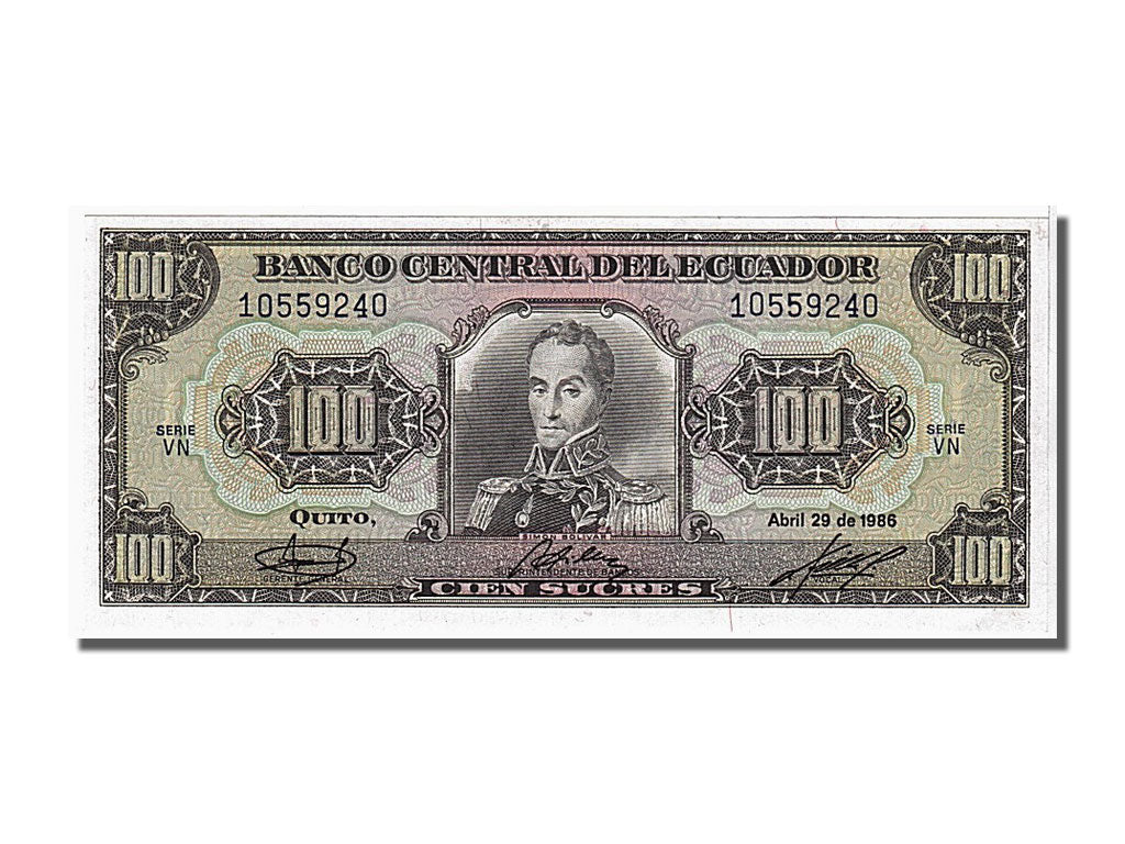 Ecuador, 100 Sucres, 1986, KM #123, 1986-04-29, UNC(65-70), 10559240