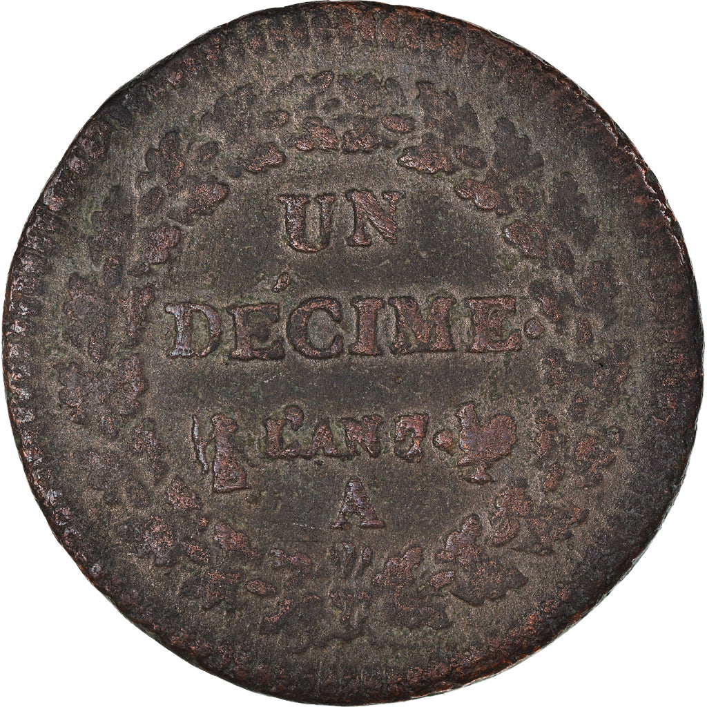 Münze, Frankreich, Dupré, Decime, AN 7/5, Paris, S, Bronze, KM:644.1