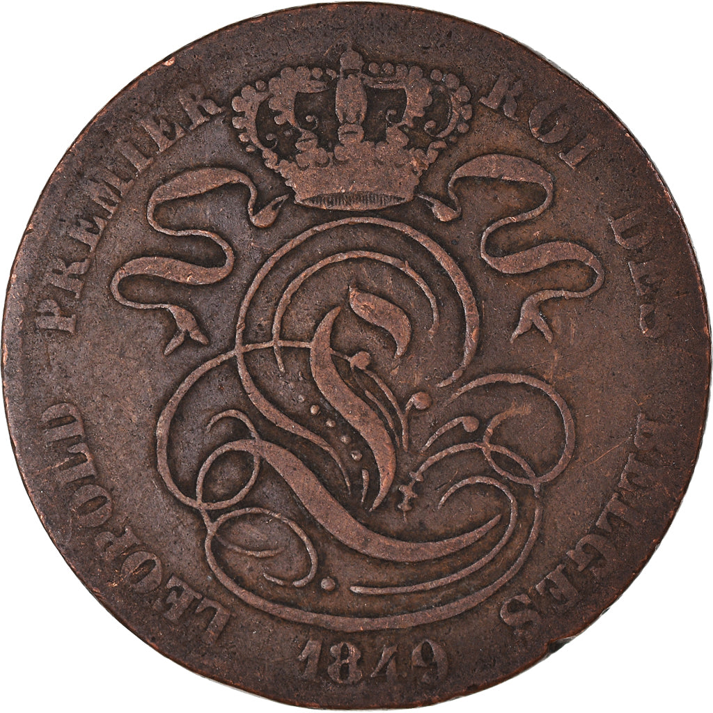 Moneda, Bélgica, Leopold I, 5 Centimes, 1849, BC+, Cobre, KM:5.1