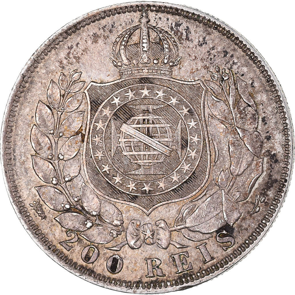 Coin, Brazil, Pedro II, 200 Reis, 1867, EF(40-45), Silver, KM:471