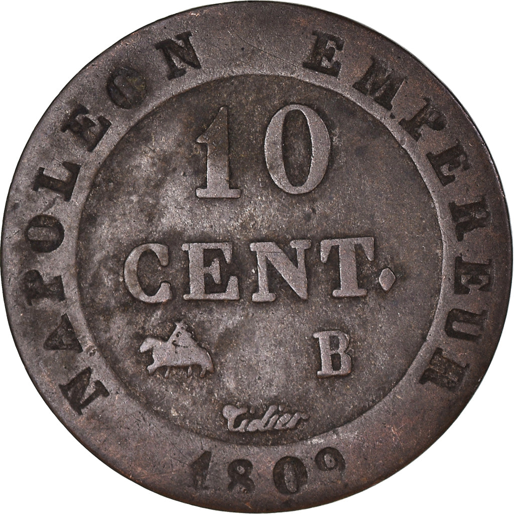Coin, France, Napoléon I, 10 Centimes, 1809, Rouen, VF(30-35), Billon