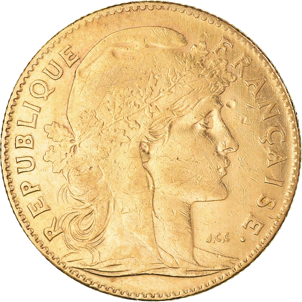 Moneda, Francia, Marianne, 10 Francs, 1911, Paris, MBC, Oro, KM:846