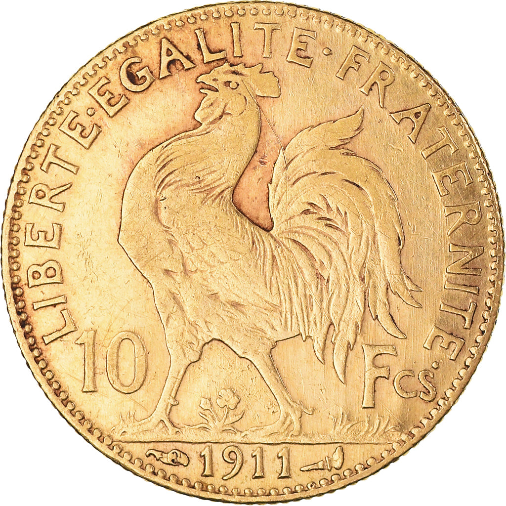 Moneda, Francia, Marianne, 10 Francs, 1911, Paris, MBC, Oro, KM:846