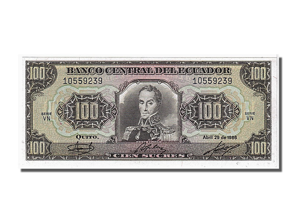 Banknote, Ecuador, 100 Sucres, 1986, 1986-04-29, UNC(65-70)