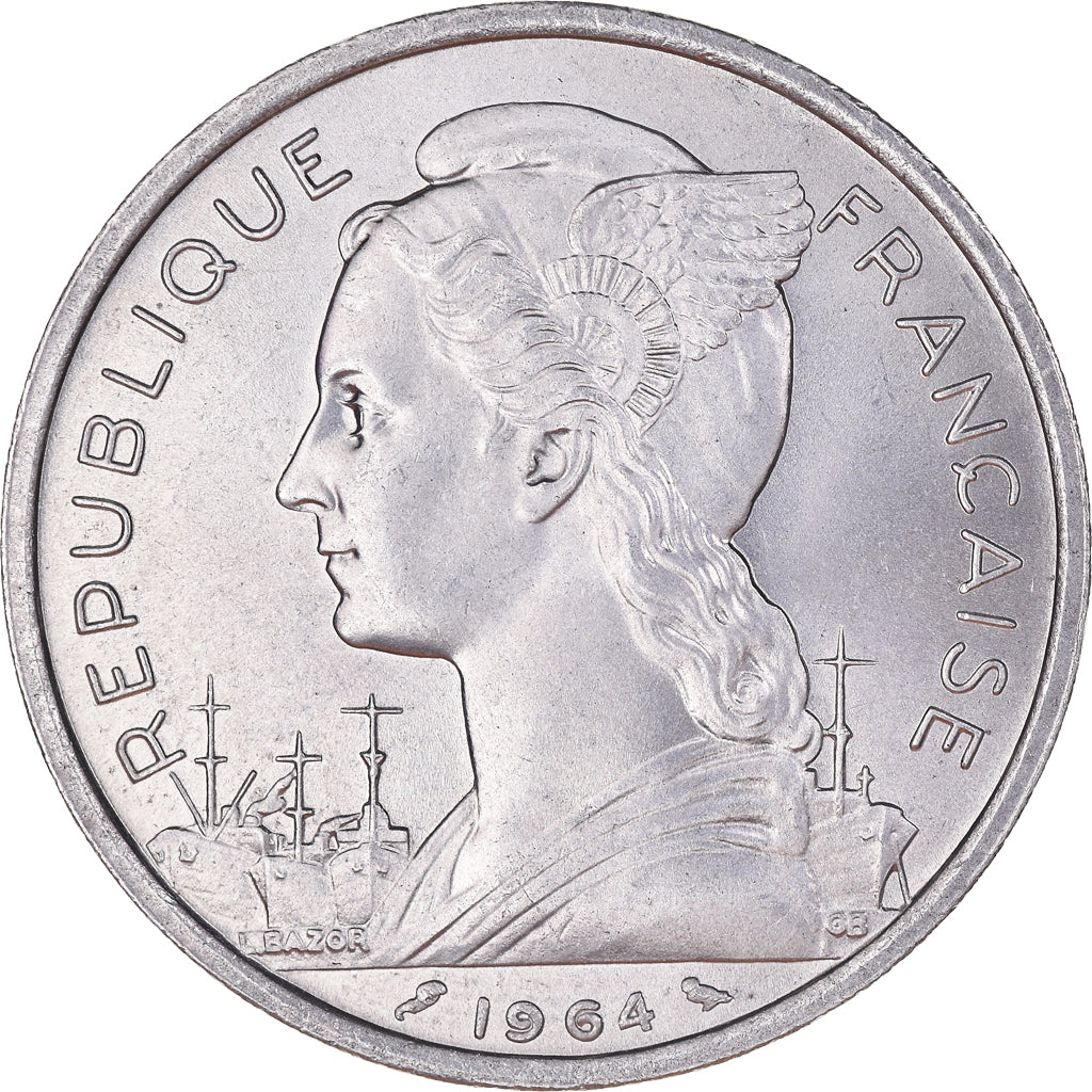 Coin, Comoros, 5 Francs, 1964, Paris, MS(60-62), Aluminum, KM:6, Lecompte:37