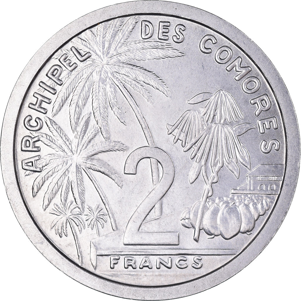 Coin, Comoros, 2 Francs, 1964, Paris, MS(60-62), Aluminum, KM:5, Lecompte:35