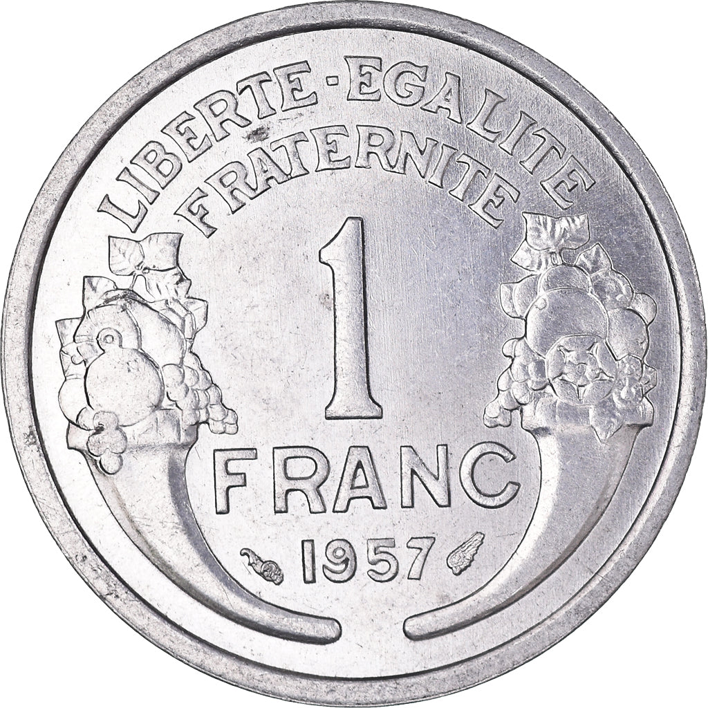 Moneta, Francja, Morlon, Franc, 1957, MS(60-62), Aluminium, KM:885a.1