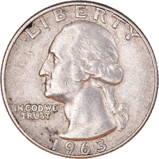 Moneda, Estados Unidos, Washington, Quarter, 1963, Denver, MBC, Plata, KM:164