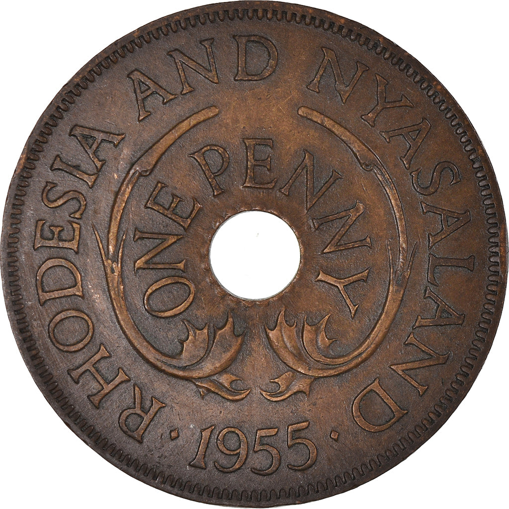 Moneta, Rhodesia e Nyasaland, Elizabeth II, Penny, 1955, British Royal Mint, BB