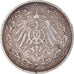 Coin, GERMANY - EMPIRE, 1/2 Mark, 1908, Hambourg, VF(30-35), Silver, KM:17