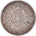 Münze, GERMANY - EMPIRE, 1/2 Mark, 1908, Hambourg, S+, Silber, KM:17