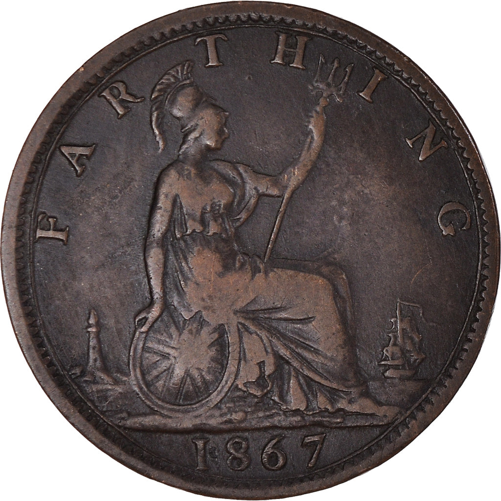 Coin, Great Britain, Victoria, Farthing, 1867, EF(40-45), Bronze, KM:747.2