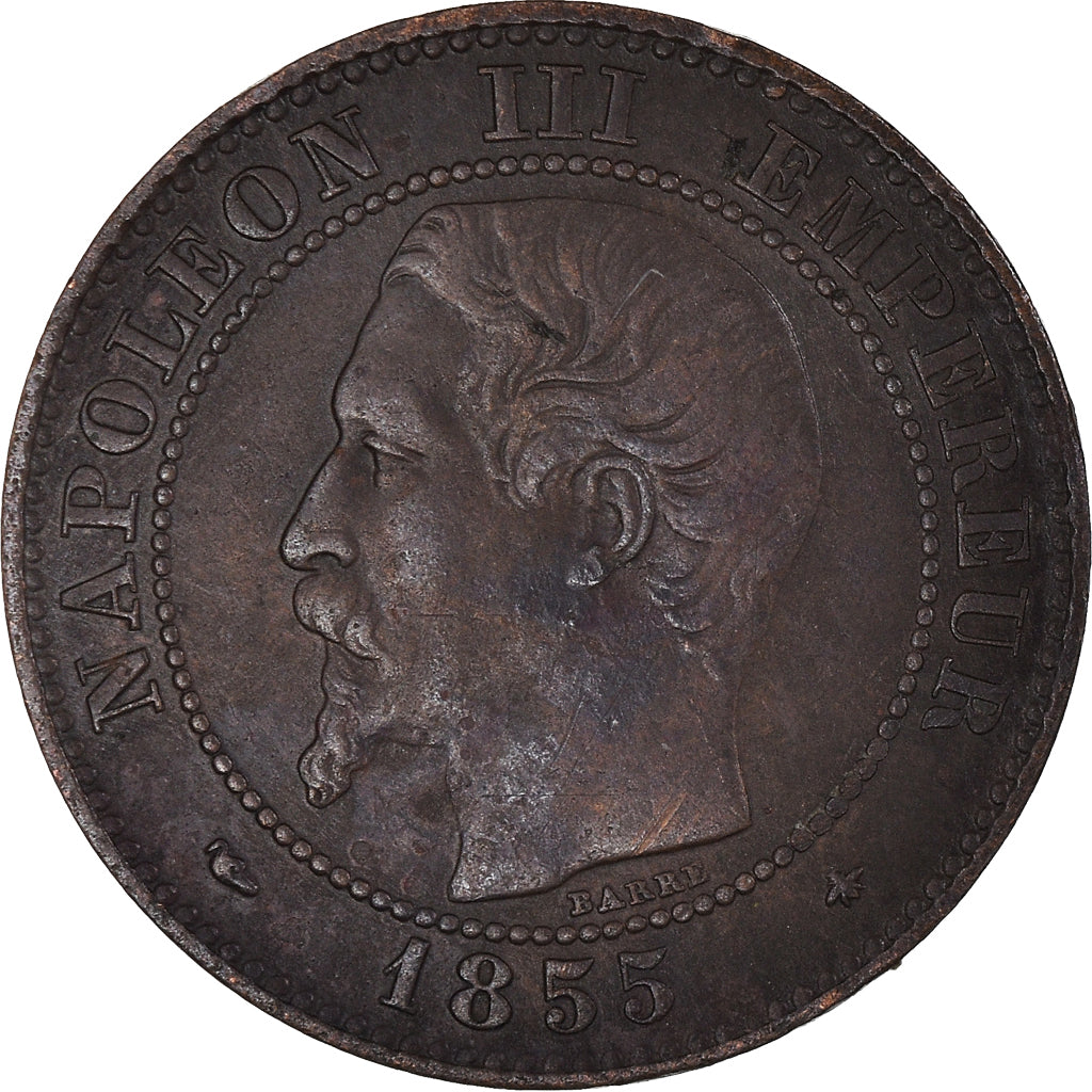 Coin, France, Napoléon III, 2 Centimes, 1855, Strasbourg, VF(30-35), Bronze