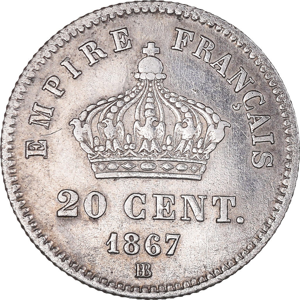 Monnaie, France, Napoléon III, 20 Centimes, 1867, Strasbourg, TTB+, Argent
