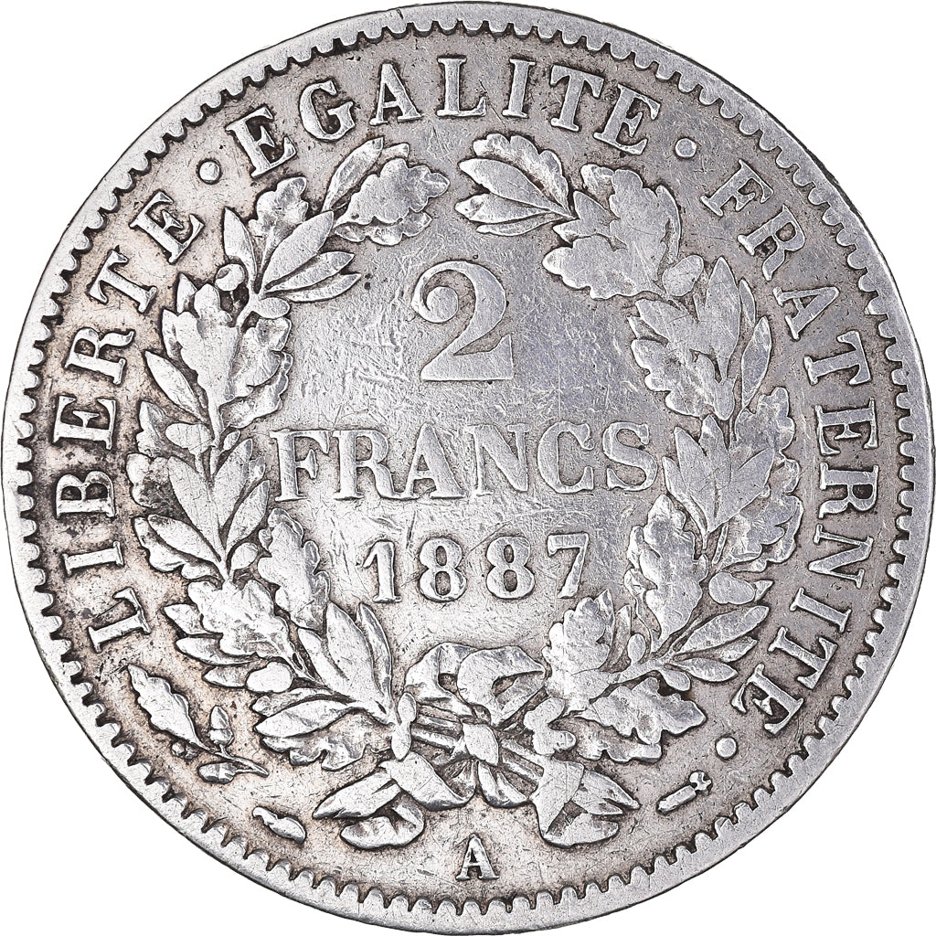 Coin, France, Cérès, 2 Francs, 1887, Paris, EF(40-45), Silver, KM:817.1