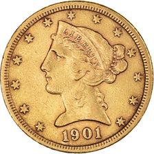Coin, United States, Coronet Head, 5 Dollars, 1901, San Francisco, EF(40-45)