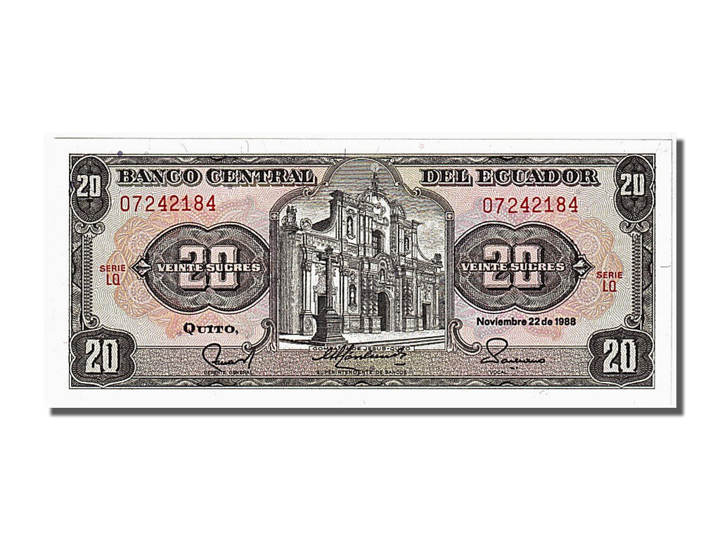 Banknote, Ecuador, 20 Sucres, 1988, 1988-11-22, UNC(65-70)