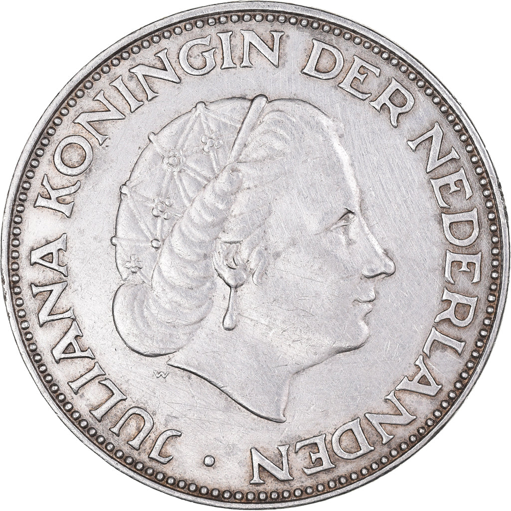 Coin, Netherlands, Juliana, 2-1/2 Gulden, 1959, AU(50-53), Silver, KM:185