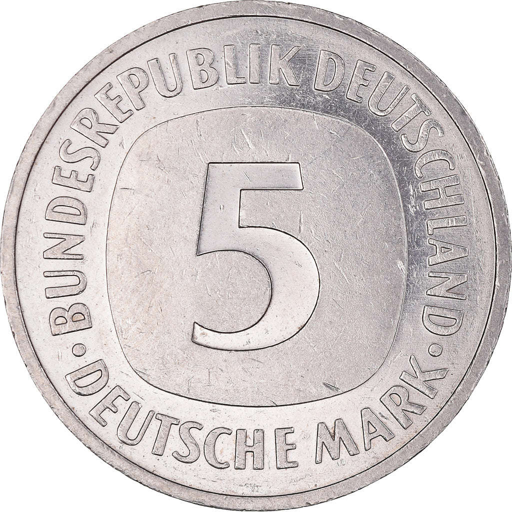 Moneta, Niemcy - RFN, 5 Mark, 1989, Karlsruhe, AU(55-58), Miedź-Nikiel