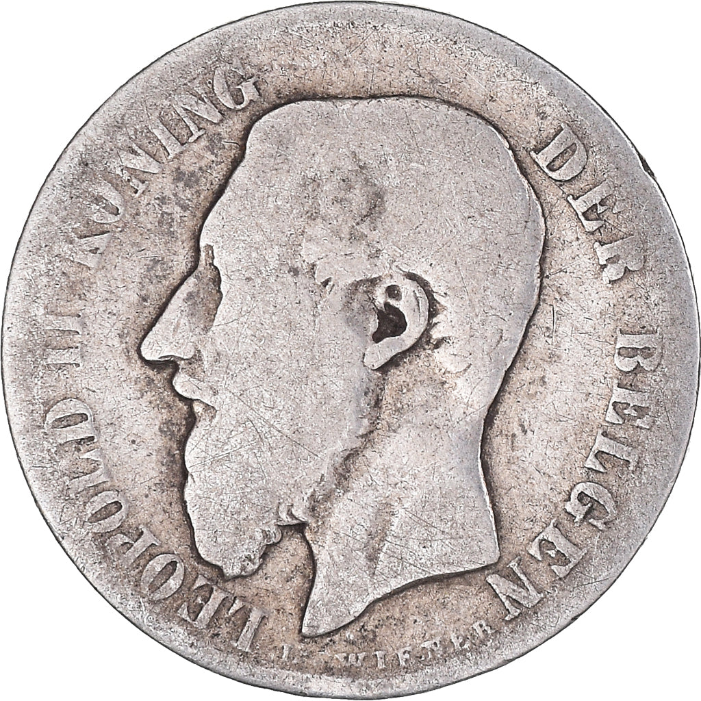 Coin, Belgium, Leopold II, 50 Centimes, 1886, VF(20-25), Silver, KM:27