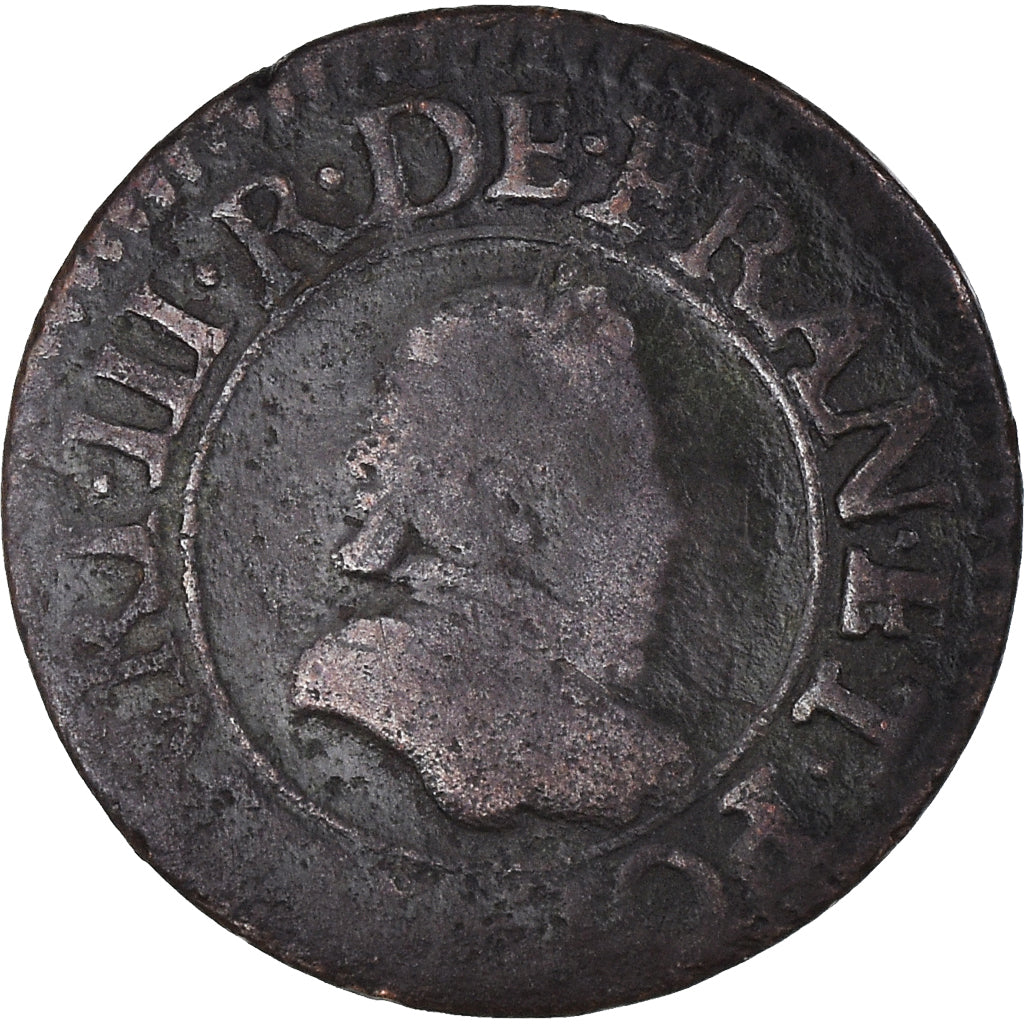 Coin, France, Henri III, Denier Tournois, 1579, Paris, VF(20-25), Copper