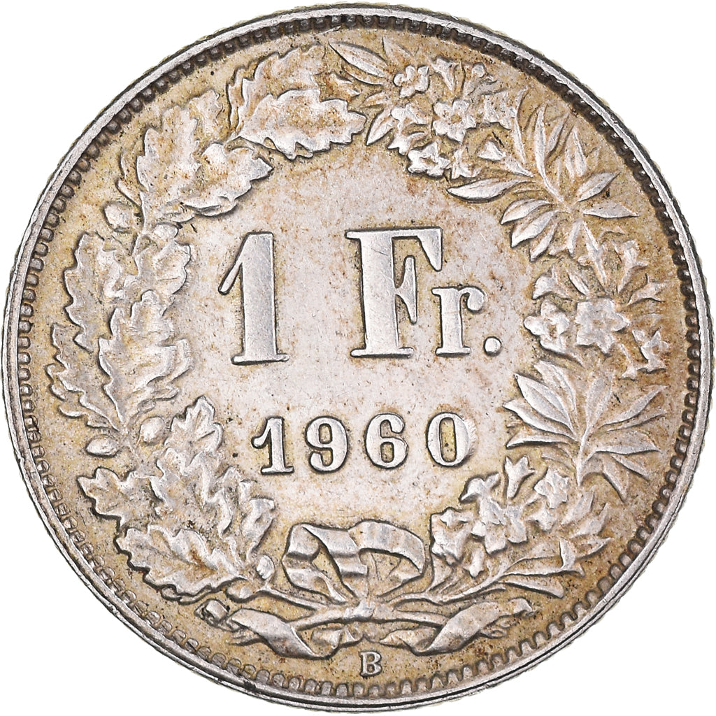 Coin, Switzerland, Franc, 1960, Bern, AU(50-53), Silver, KM:24