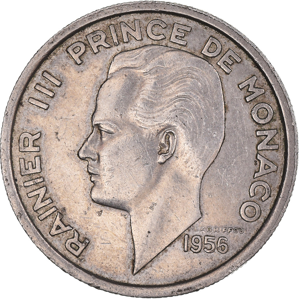 Coin, Monaco, Rainier III, 100 Francs, Cent, 1956, EF(40-45), Copper-nickel
