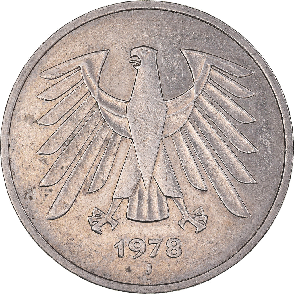 Coin, GERMANY - FEDERAL REPUBLIC, 5 Mark, 1978, Hamburg, EF(40-45)