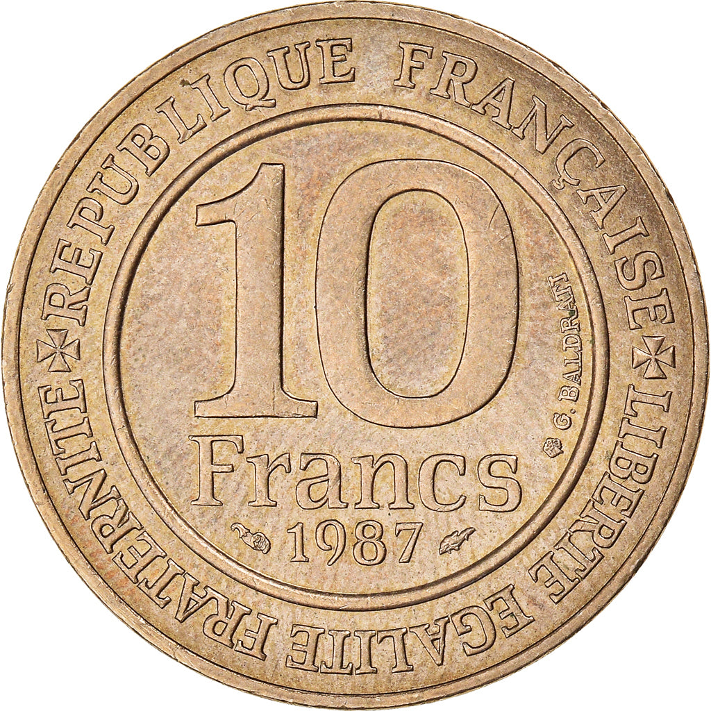 Moneda, Francia, Hugues Capet, 10 Francs, 1987, MBC, Níquel - bronce, KM:961d