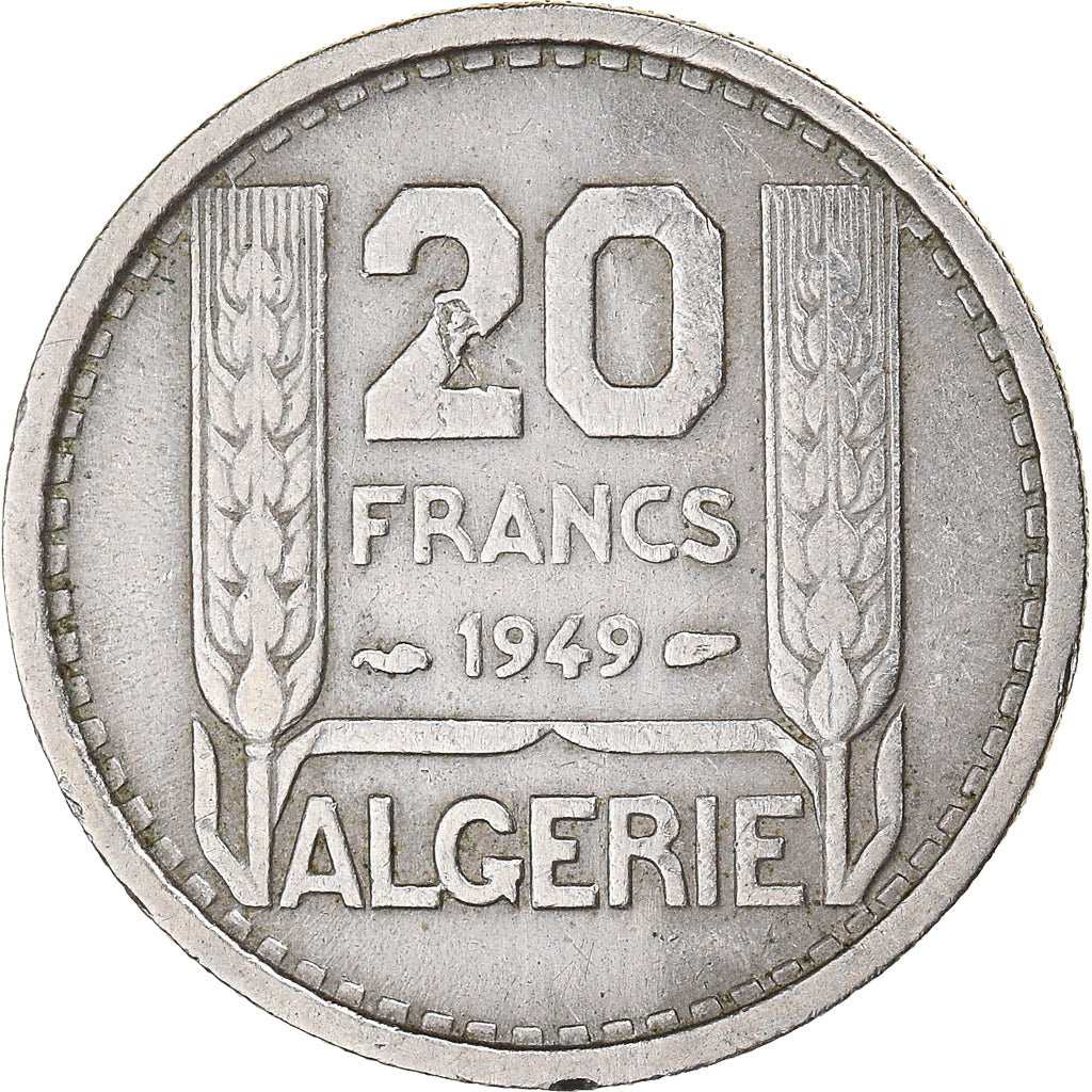 Moeda, Argélia, 20 Francs, 1949, Paris, EF(40-45), Cobre-níquel, KM:91