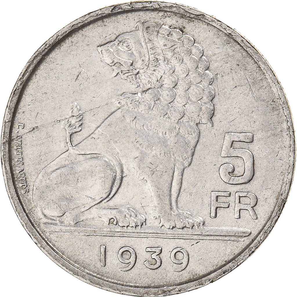 Coin, Belgium, Léopold III, 5 Francs, 5 Frank, 1939, EF(40-45), Nickel