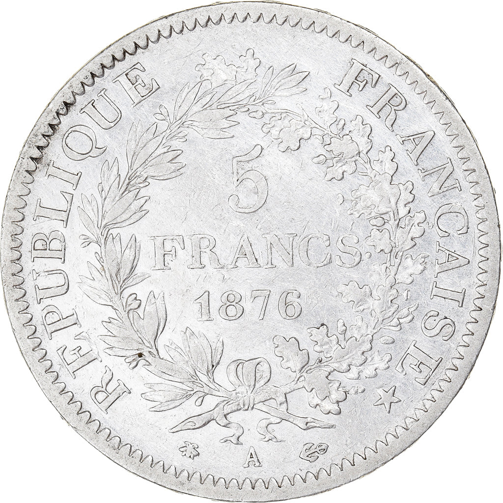 Coin, France, Hercule, 5 Francs, 1876, Paris, AU(50-53), Silver, KM:820.1