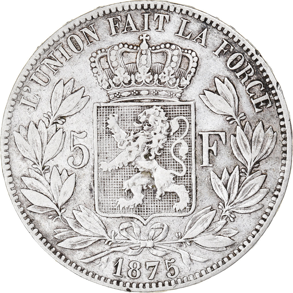 Moneta, Belgio, Leopold II, 5 Francs, 5 Frank, 1875, BB, Argento, KM:24