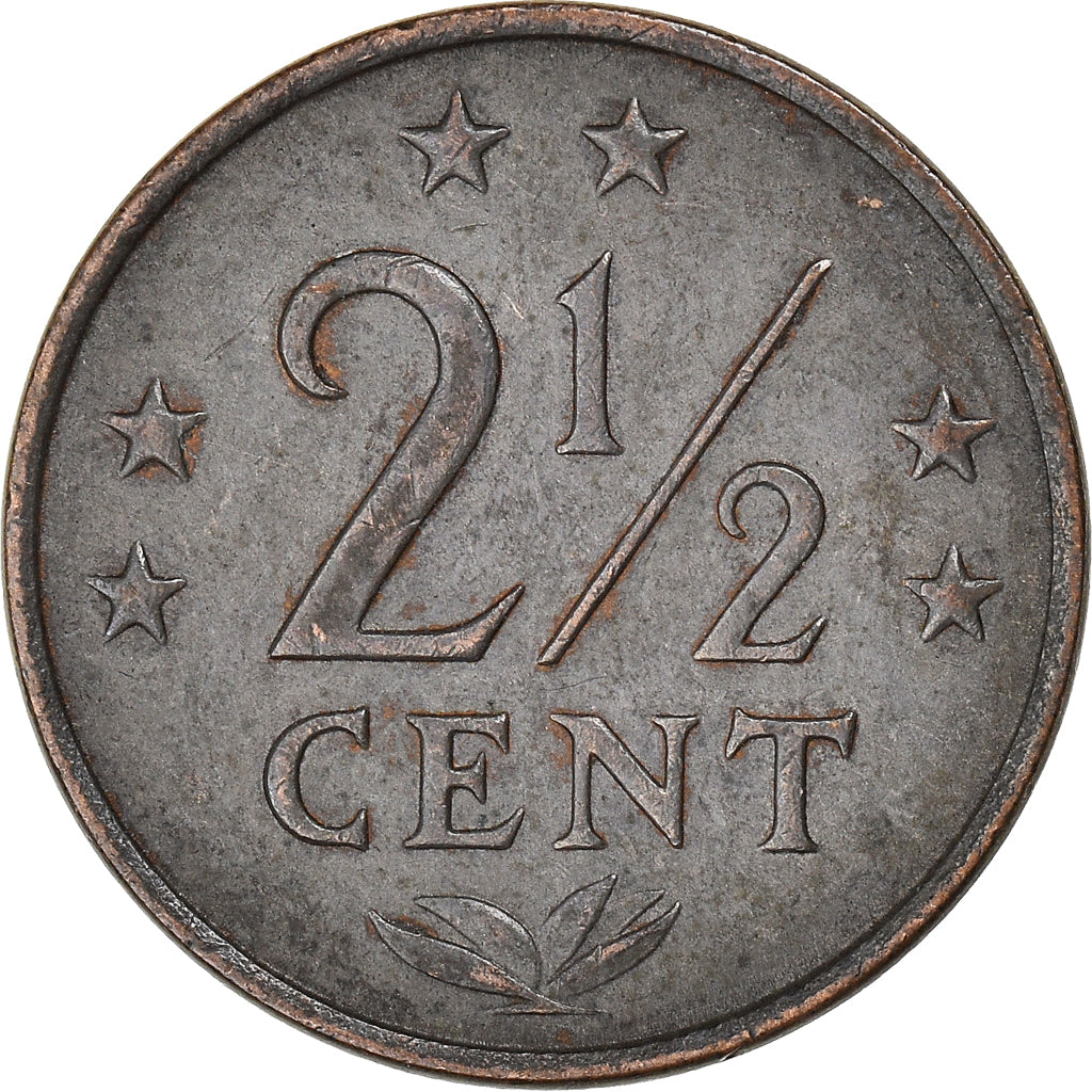 Moeda, Antilhas Neerlandesas, Juliana, 2-1/2 Cents, 1973, EF(40-45), Bronze