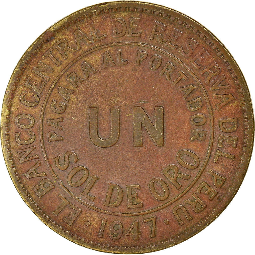 Monnaie, Pérou, Sol, 1947, TTB, Laiton, KM:222