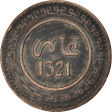 Moneta, Maroko, 'Abd al-Aziz, 10 Mazunas, 1903/AH1321, Fez, VF(30-35), Brązowy