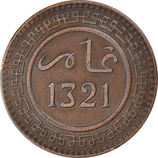 Coin, Morocco, 'Abd al-Aziz, 10 Mazunas, 1903 (AH 1321), Fez, EF(40-45), Bronze