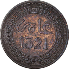 Coin, Morocco, 'Abd al-Aziz, 2 Mazunas, 1903/AH1321, Paris, VF(30-35), Bronze