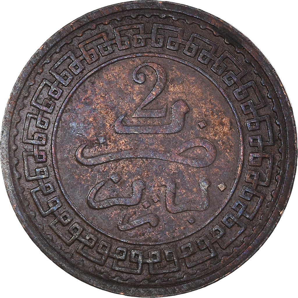 Coin, Morocco, 'Abd al-Aziz, 2 Mazunas, 1903/AH1321, Paris, VF(30-35), Bronze