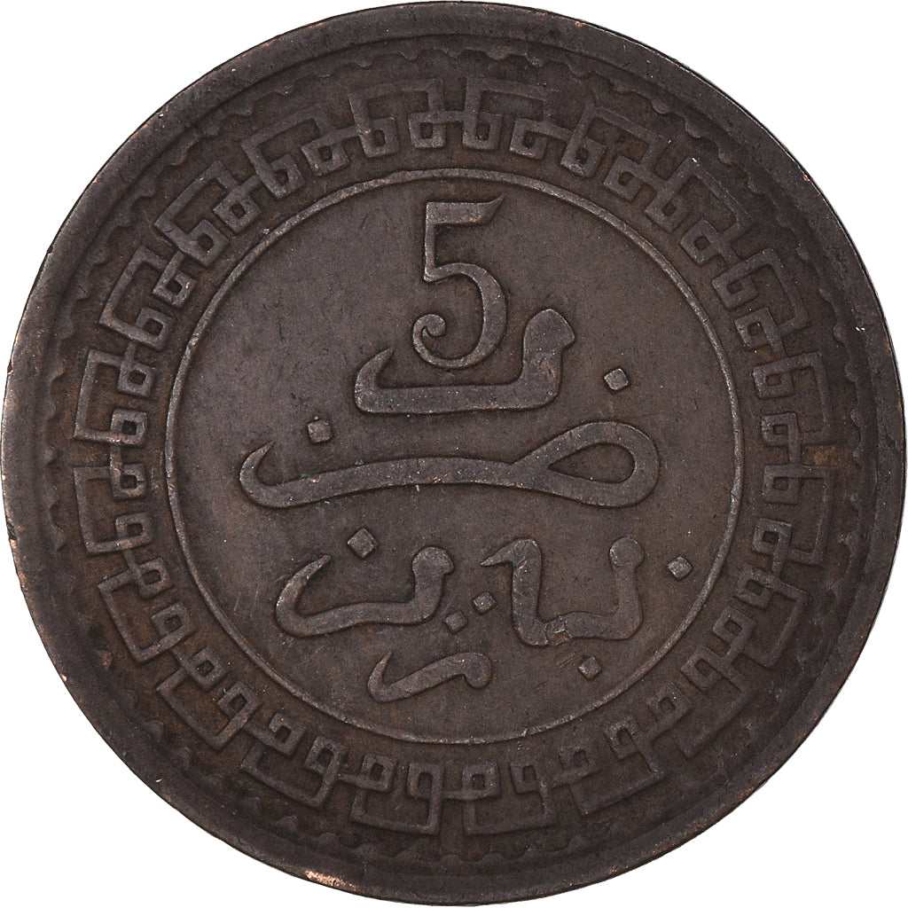 Coin, Morocco, 'Abd al-Aziz, 5 Mazunas, 1321, Paris, EF(40-45), Bronze, KM:16.3