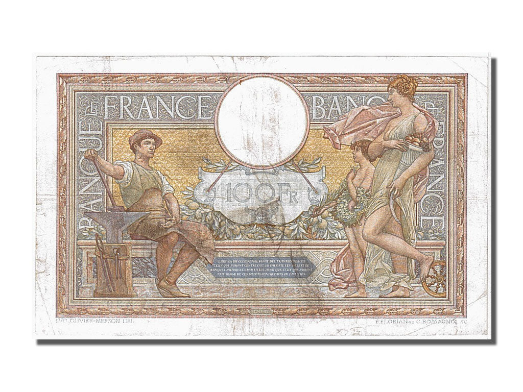 France, 100 Francs, 100 F 1908-1939 ''Luc Olivier Merson'', 1937, KM #78c,...